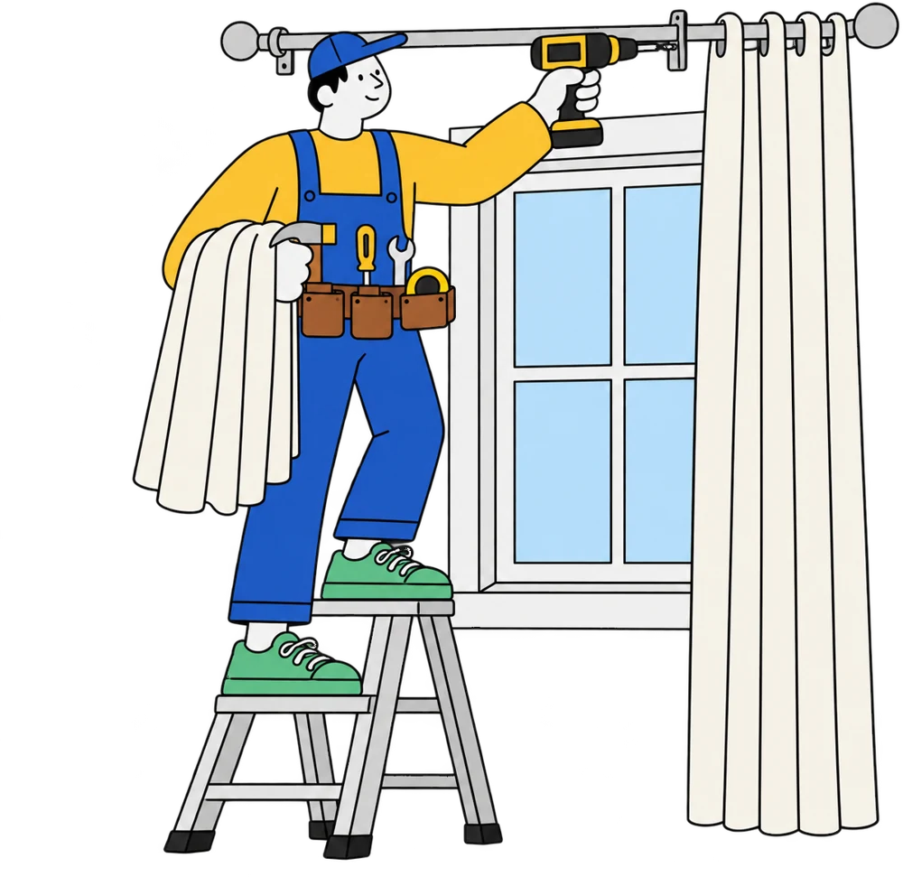 Curtain rods, blinds & shades